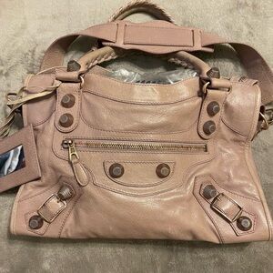 Balenciaga Light Pink Leather Hobo Bag